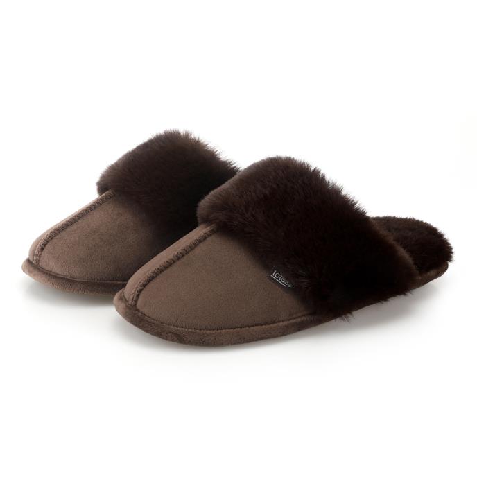 totes toasties® Ladies Velour Mule Slippers Chocolate Extra Image 2
